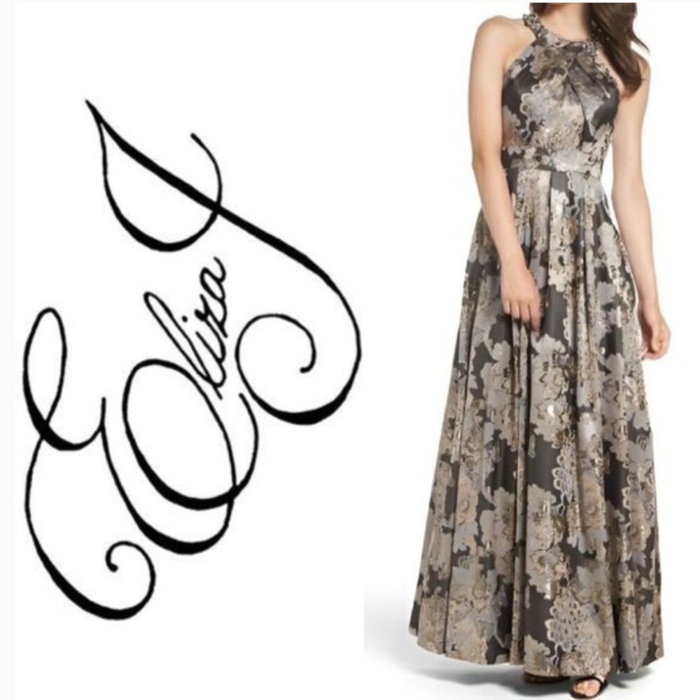 Eliza J Floral Jaquard Dress